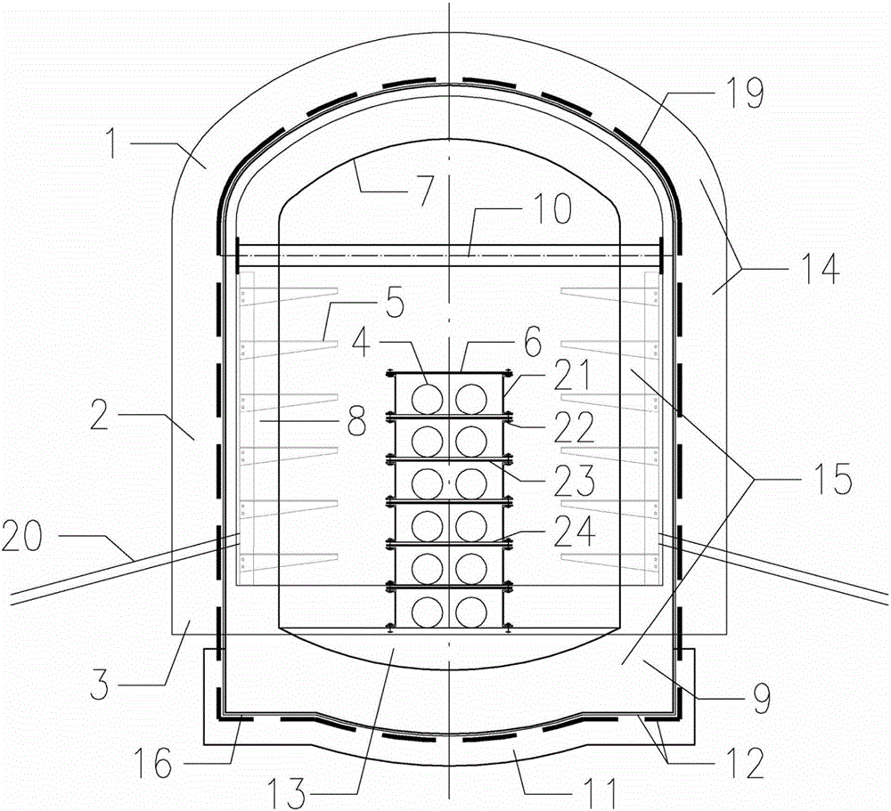Sleeved inner liner reinforcing structure for electrical operation of cable tunnel and construction method thereof