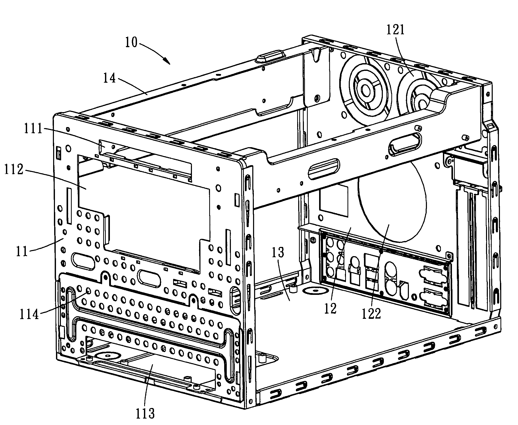 Heat dissipating structure for computer casing
