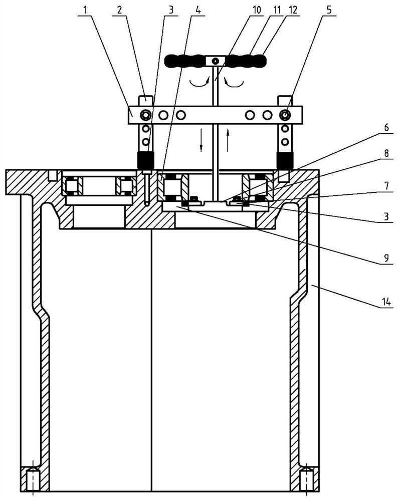 Screw compressor bearing dismounting device and dismounting method