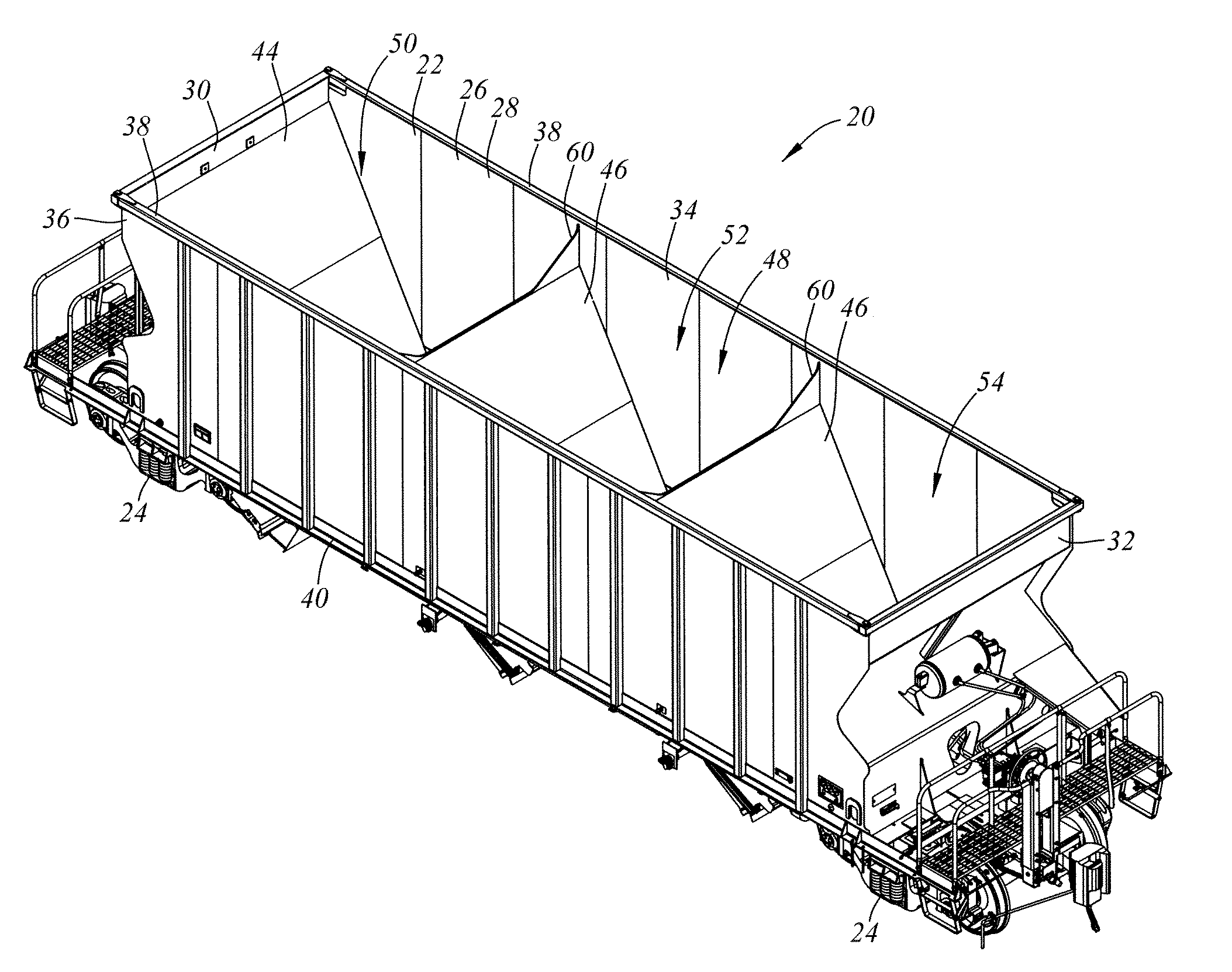 Rail road hopper car fittings and method of operation