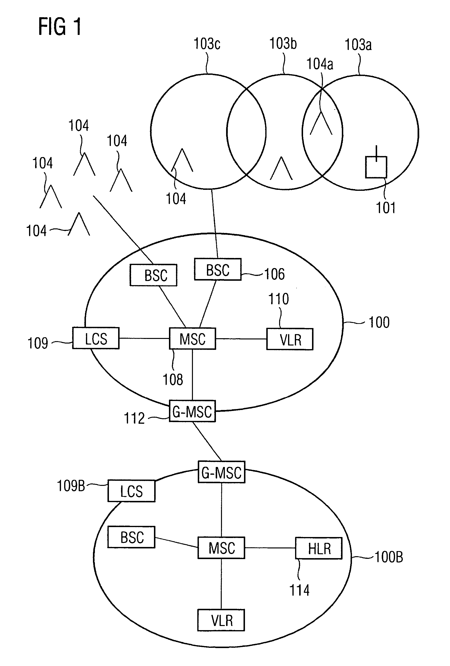 Device and method for forming a set of cells for time difference measurements, and for measuring time differences for locating a user of a mobile terminal