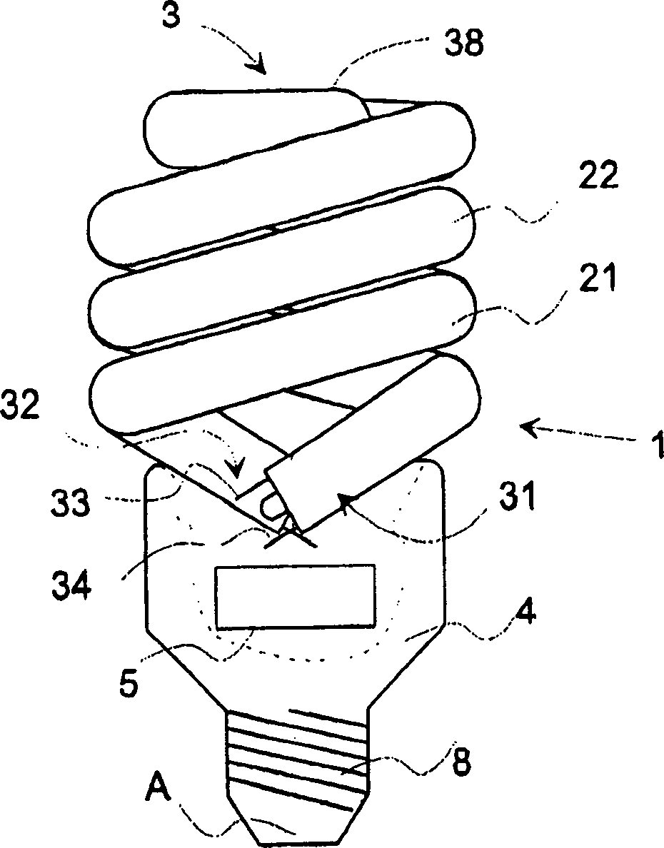 Discharge lamp with helical discharge tube