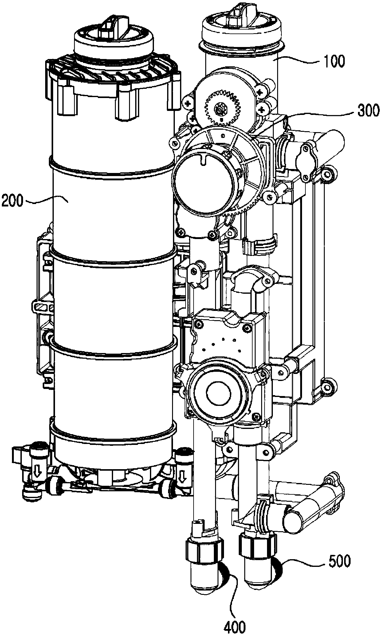 Semiautomatic hydraulic water softener