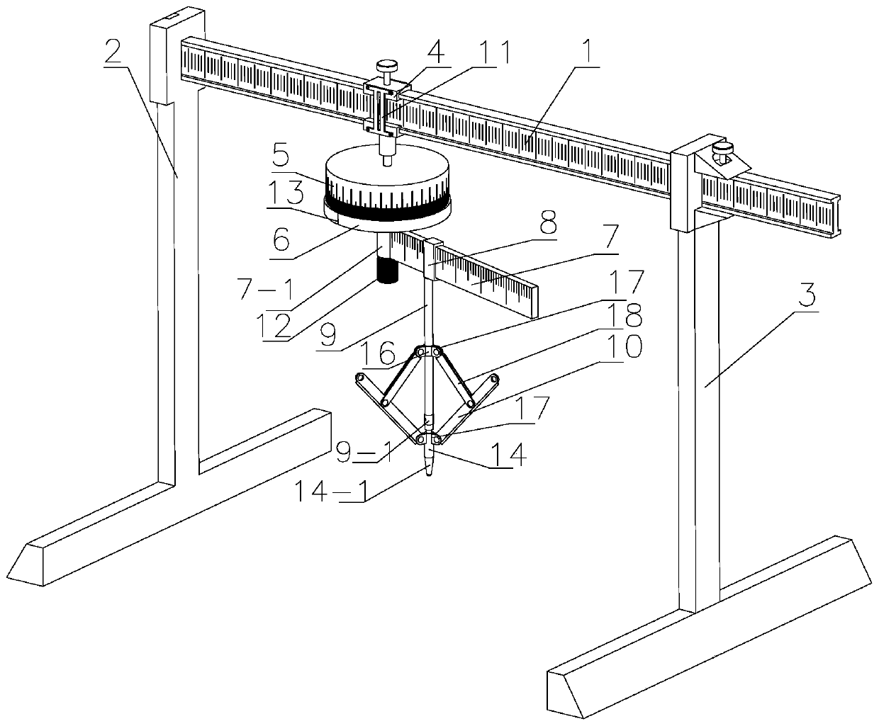 A tool for detecting the position and size of holes on the surface of parts