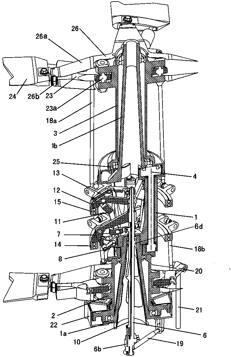 Coaxial drive and control structure for coaxial contrarotation rotor helicopter