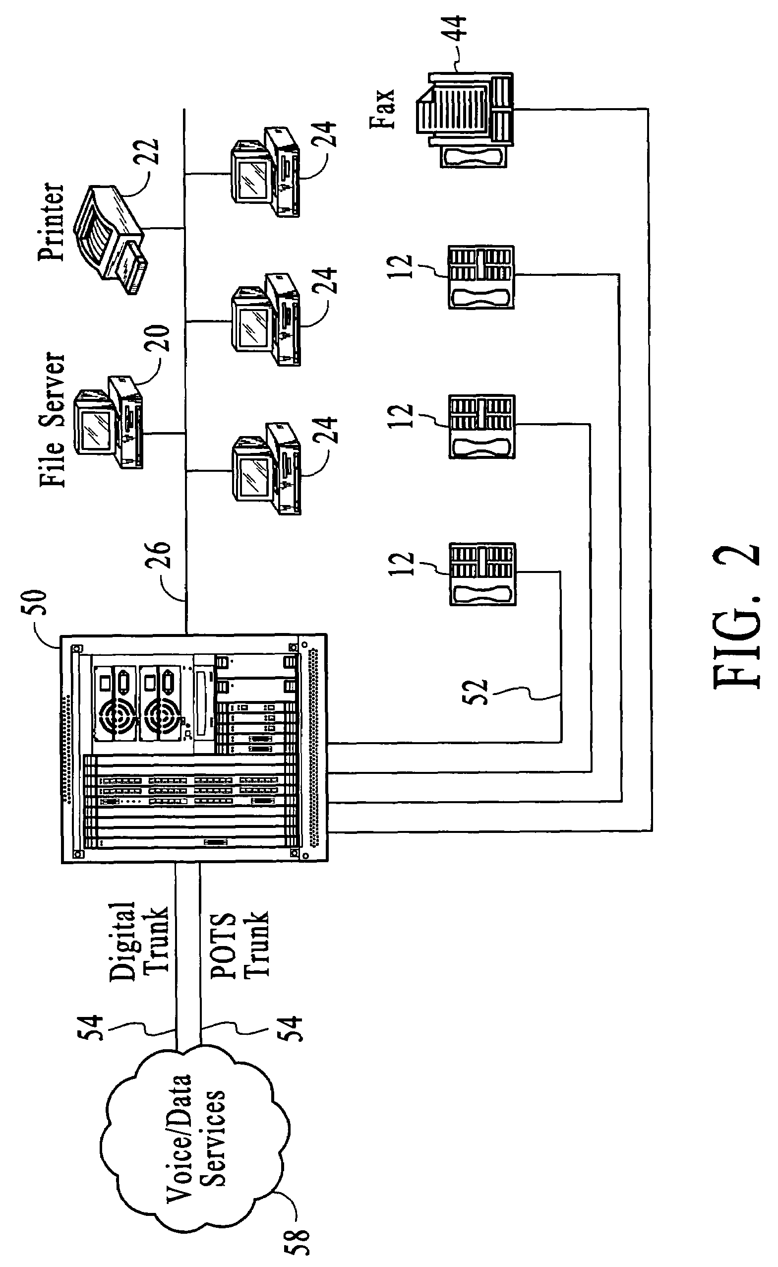 Systems and methods for voice and data communications including a network drop and insert interface for an external data routing resource