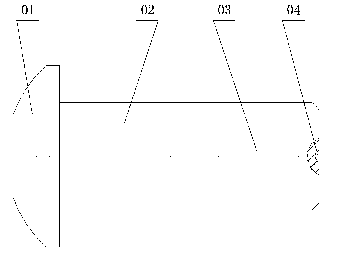 Positioning groove processing die for processing radial rectangular hole in pin