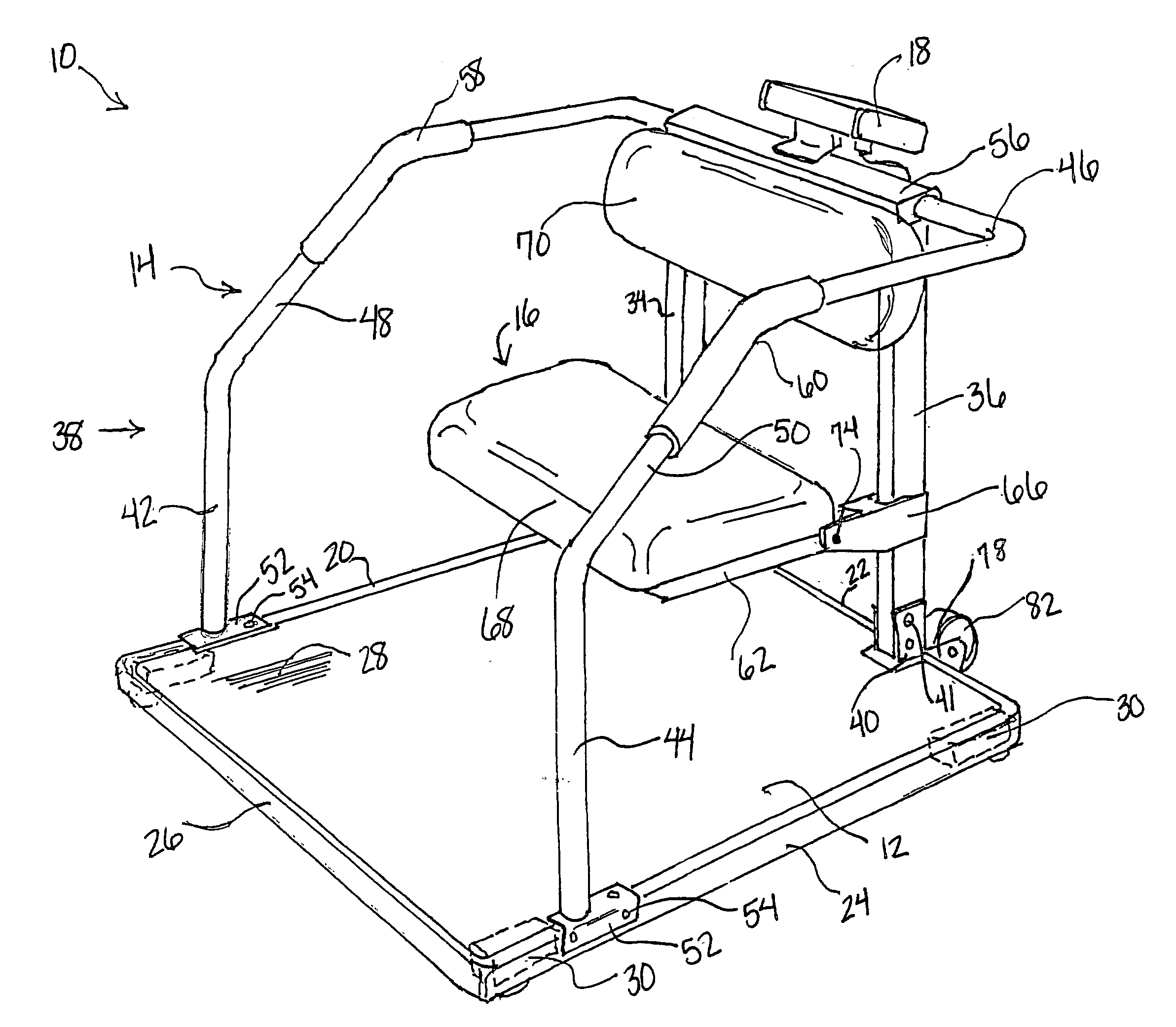 Weigh scale with support arms and fold-away seat