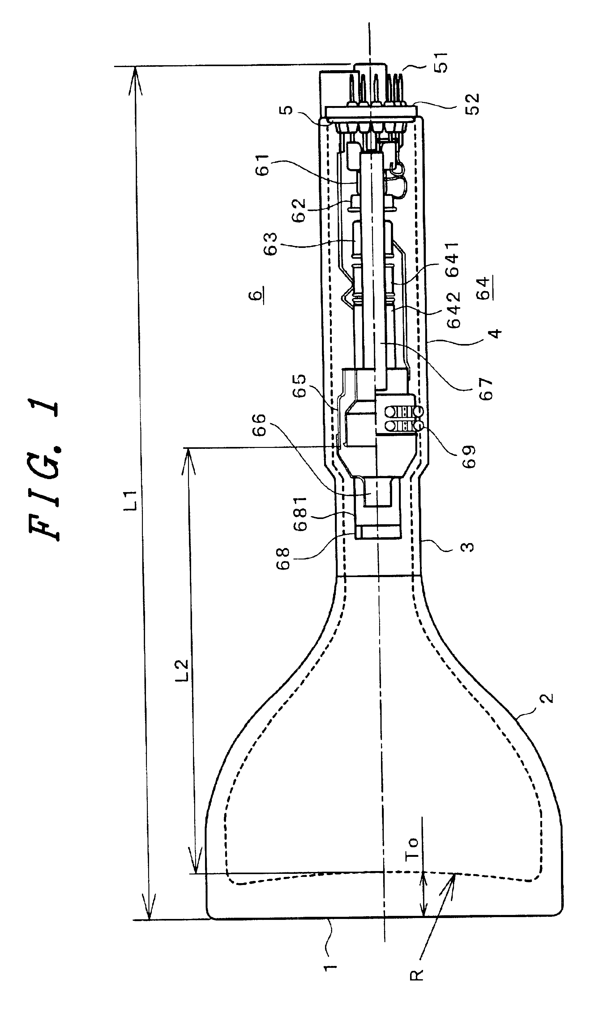 Projection tube having different neck diameters