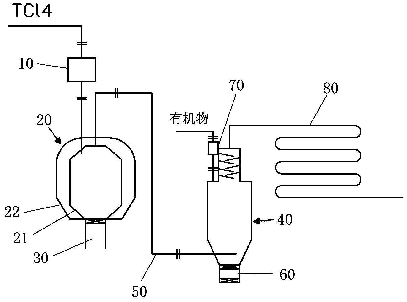 Coarse titanium tetrachloride vanadium removal device and method