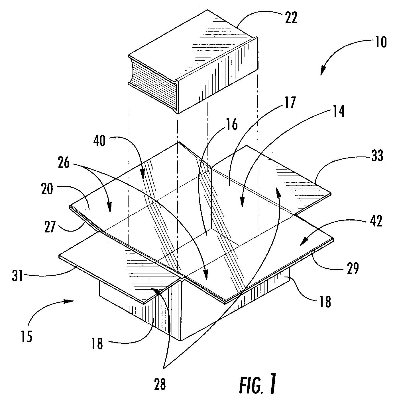 Packaging container with integrated sheet for retention of packaged article