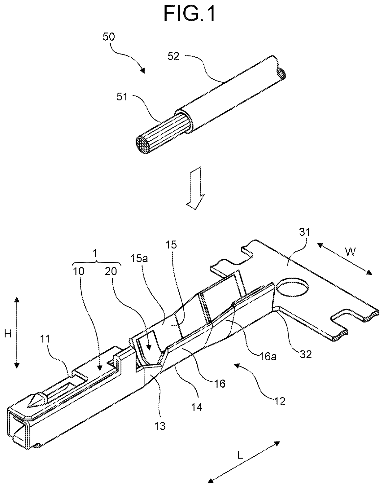 Crimp terminal having a groove for facilitating crimping workability and a water stop member