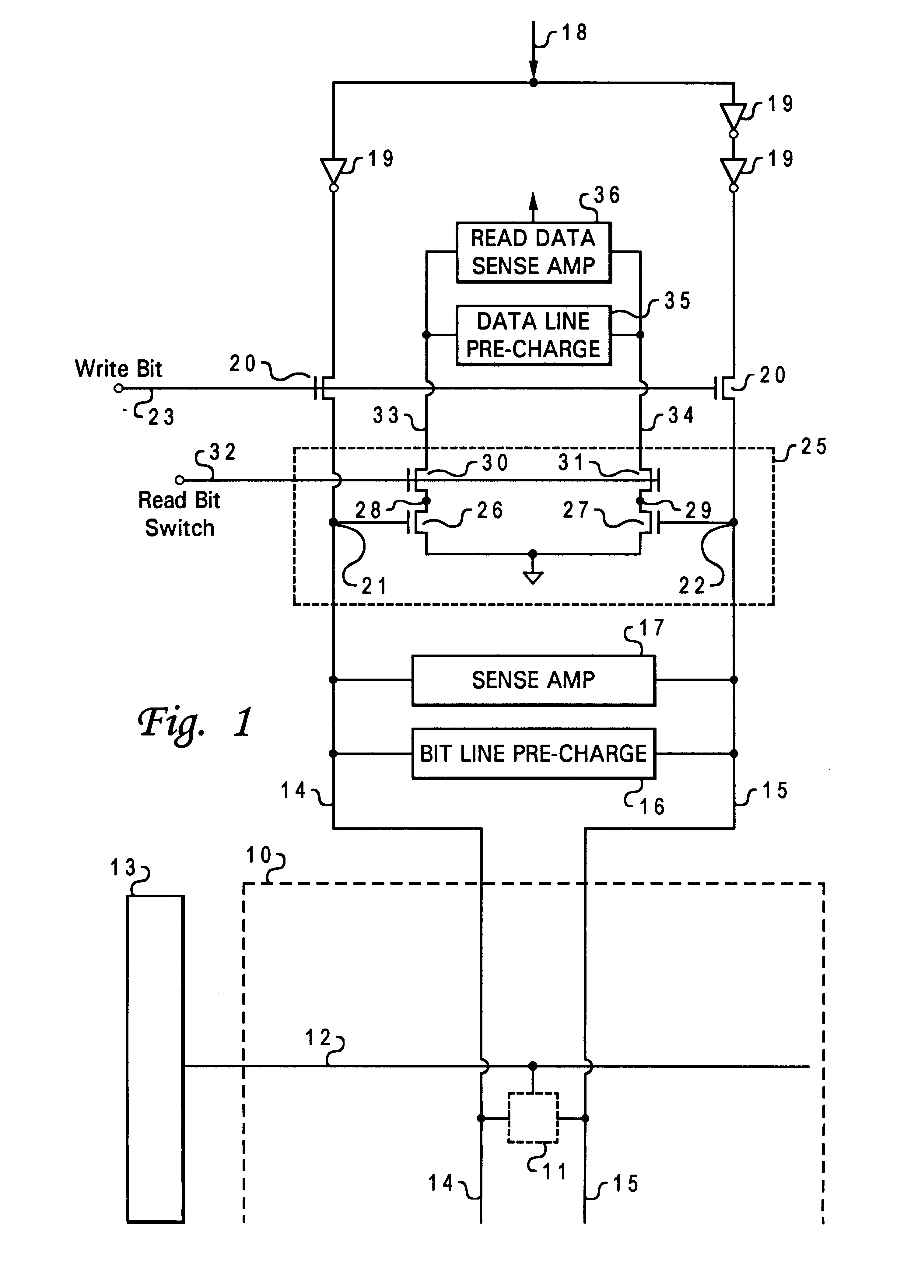 Data transfer using two-stage bit switch in memory circuit