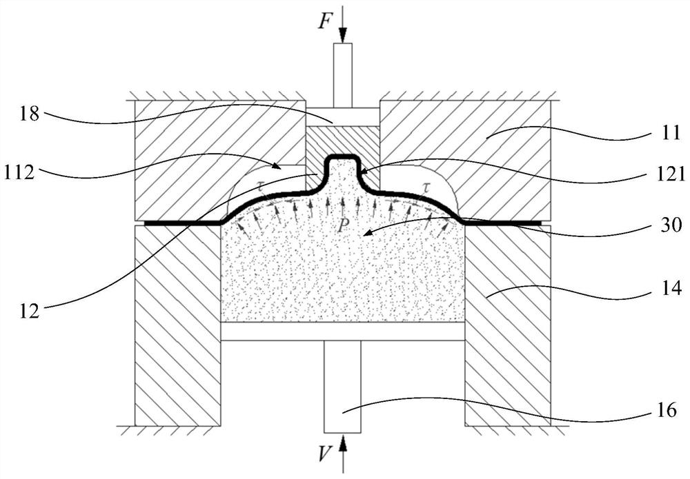 A method for forming a metal stepped piece using a viscous medium and a forming die set