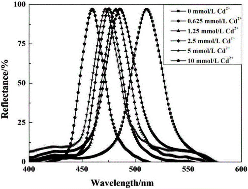 Inverse-opal hydrogel photonic crystal sensing film capable of realizing naked-eye detection of concentration of cadmium ion