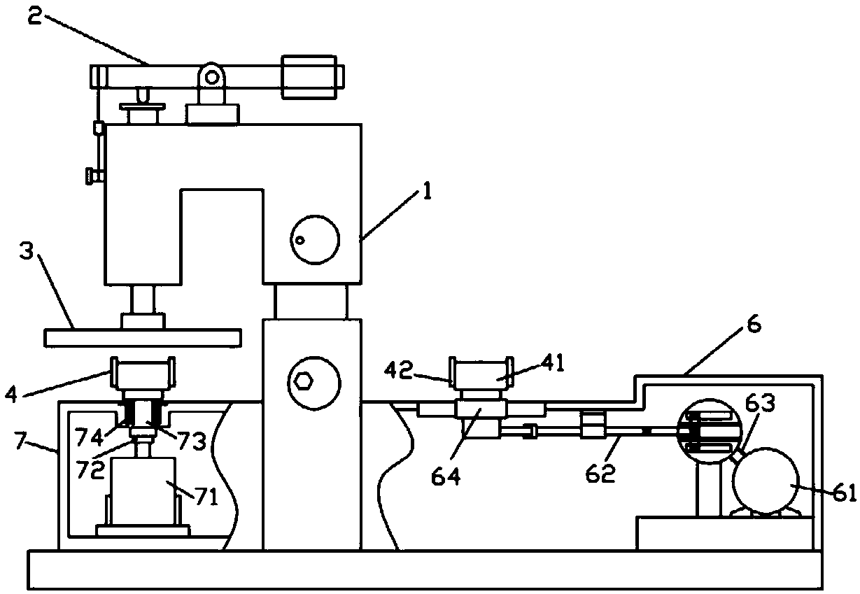 A device for testing friction and wear between food machinery parts and processed food