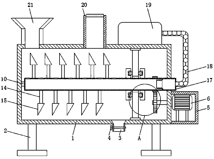 Metal steel tailing drying treatment device based on rotation scattering principle