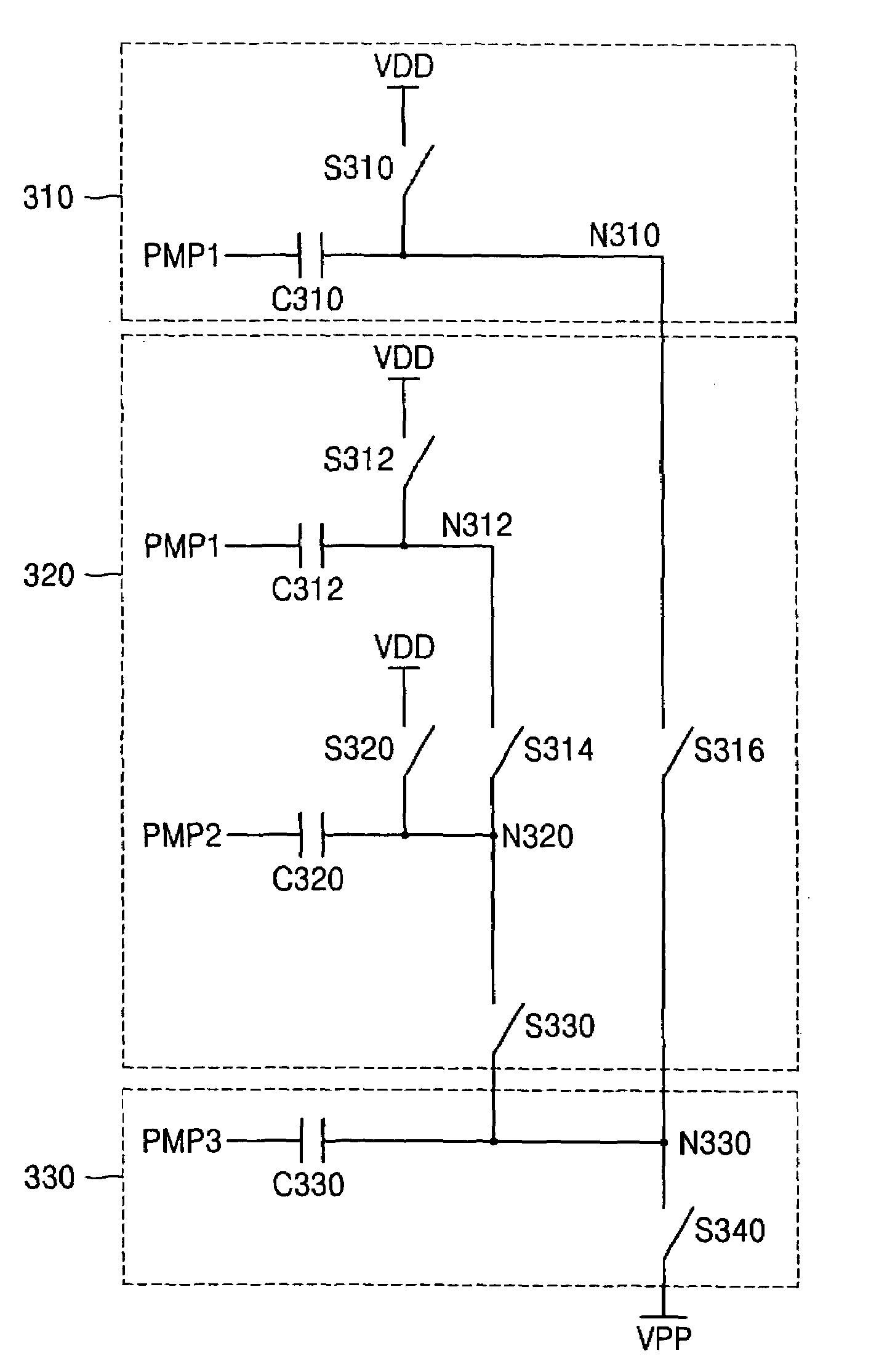 High voltage generating circuit preserving charge pumping efficiency