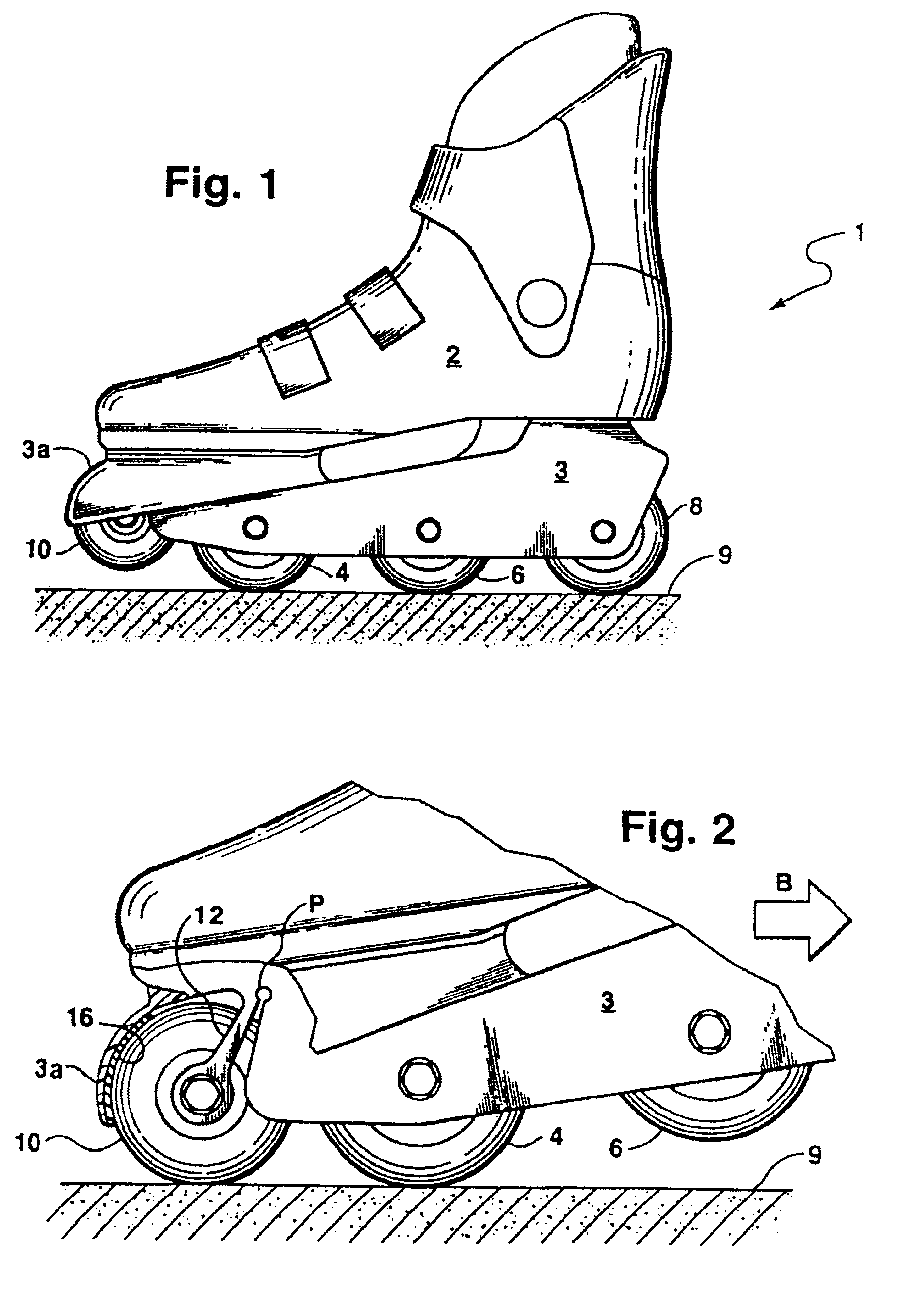 Safety brake using bearings for in-line skates