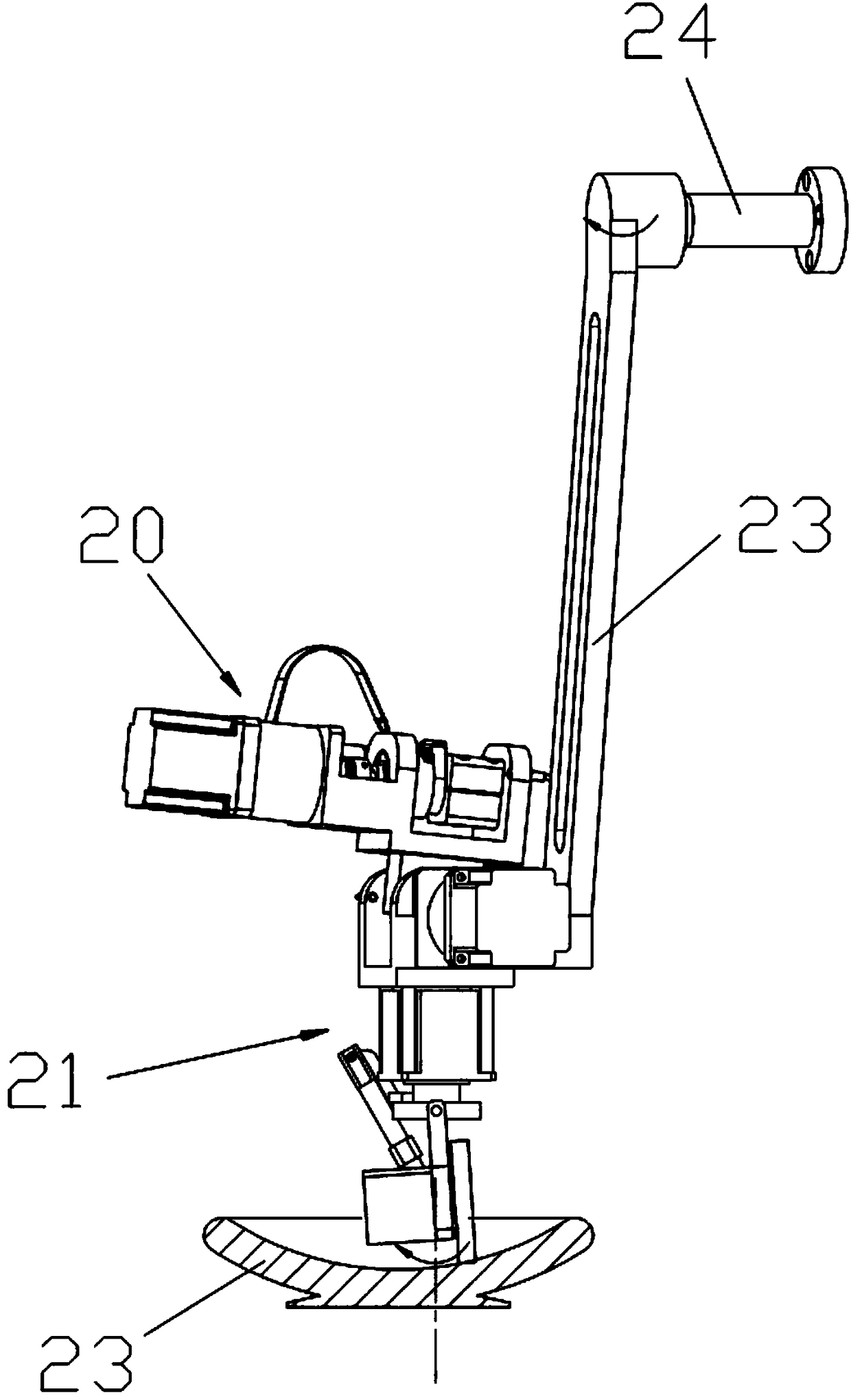 A rehabilitation device capable of exercising the mobility of the shoulder joint and the autonomous force of the arm