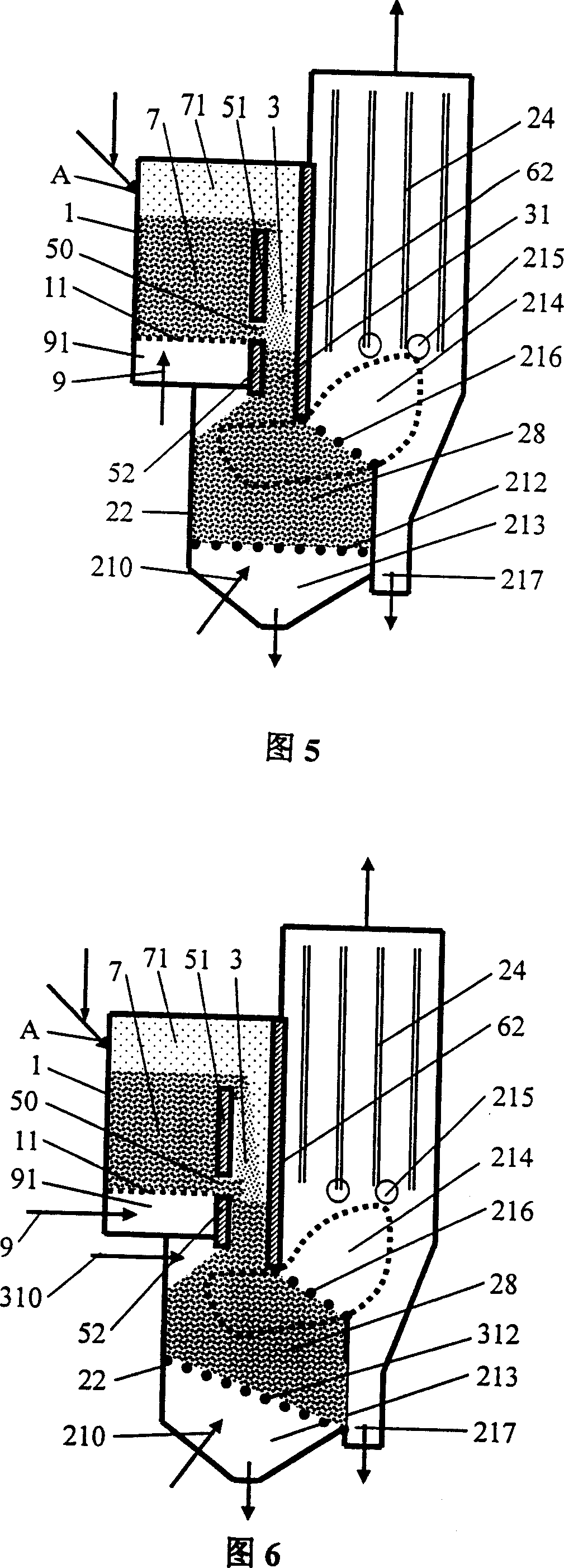 Low-pollution efficient combustion method for coal-burning boiler and combustion apparatus