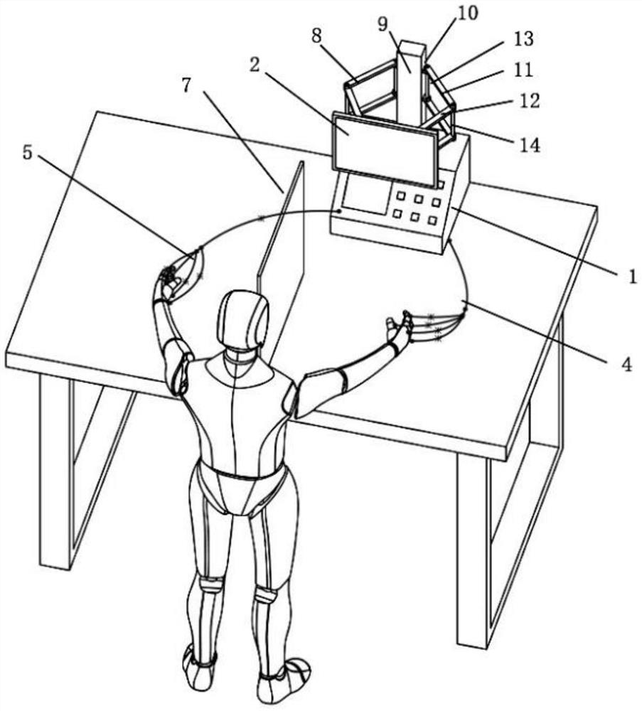 Biofeedback electrostimulation and mirror image combined hand function rehabilitation device