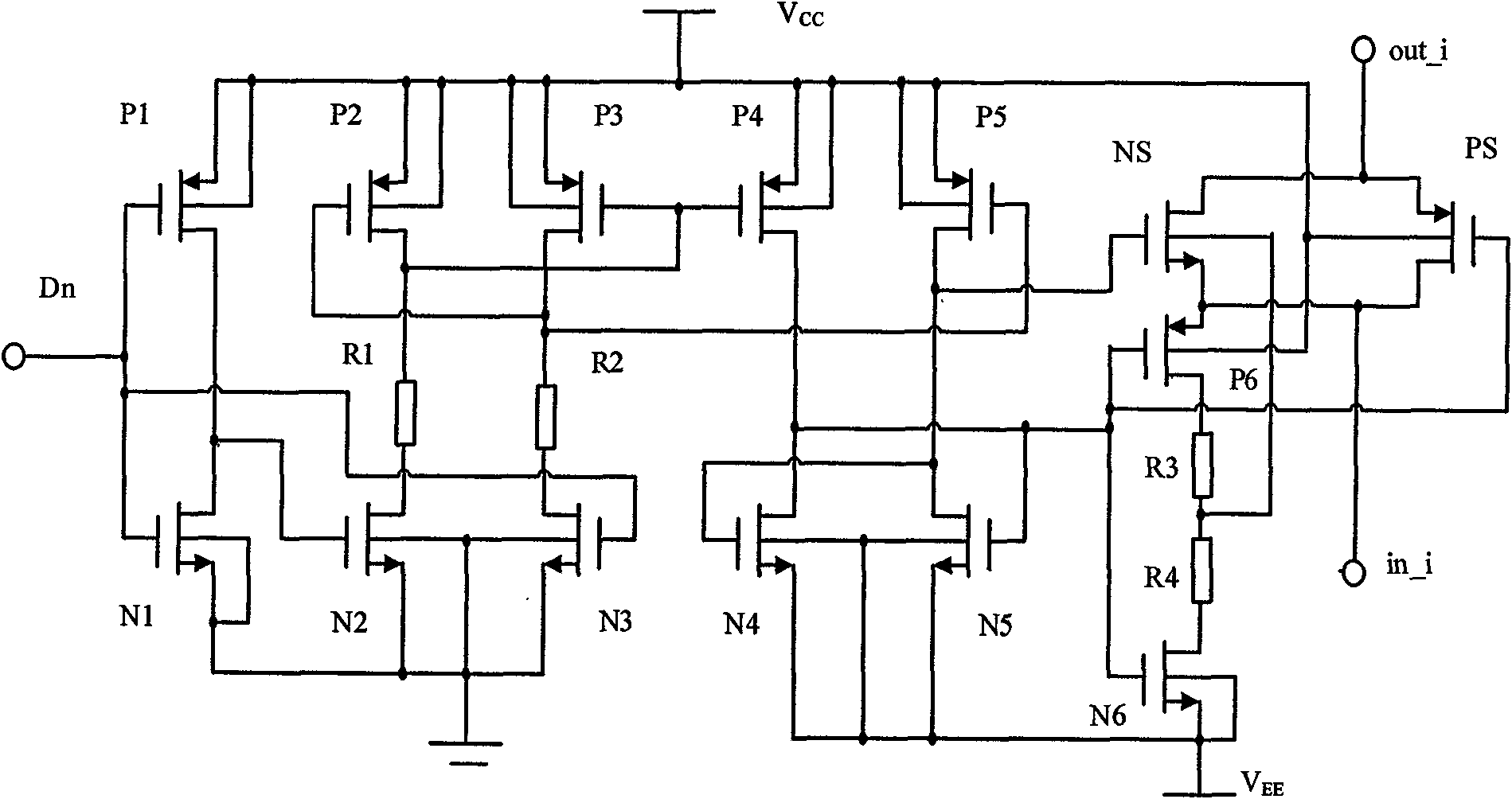64 to 1 analog switch circuit of t-switch structure