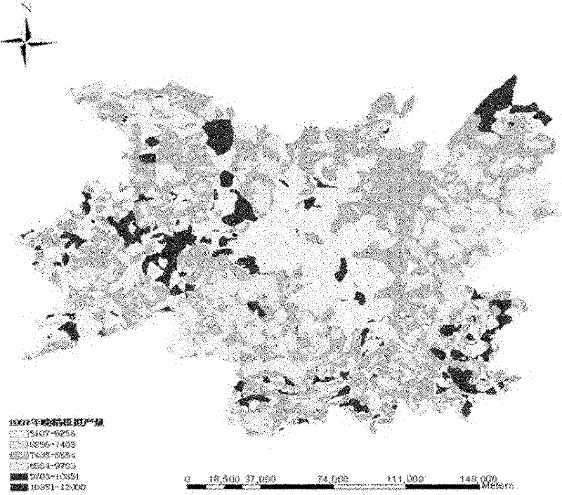 Method for dynamically predicting potential productivity of paddy rice based on geographical information system