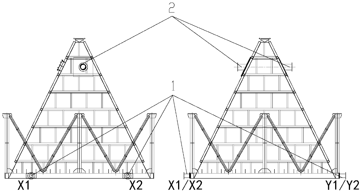 Hoisting and overturning method for square pyramid type equipment