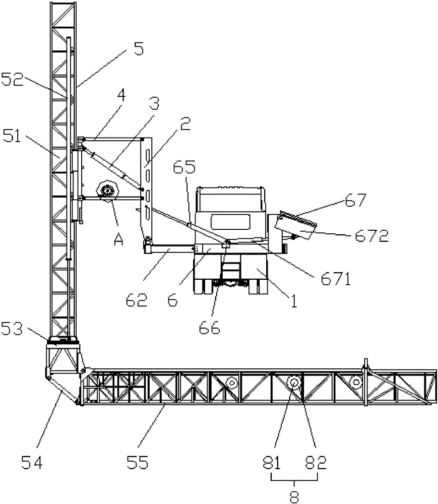 Horizontally telescopic type super-span bridge detection vehicle