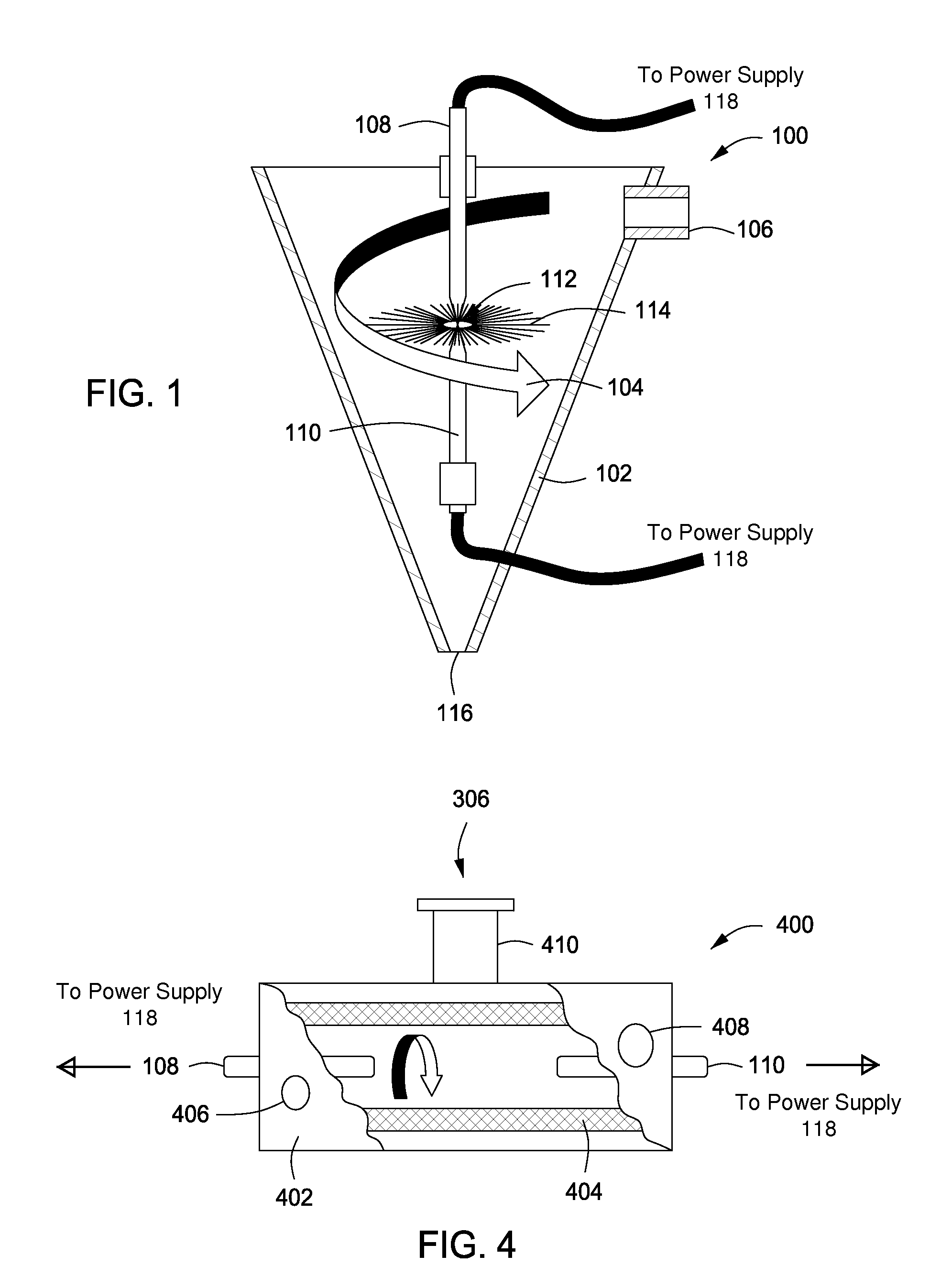 Method for treating a substance with wave energy from an electrical arc and a second source