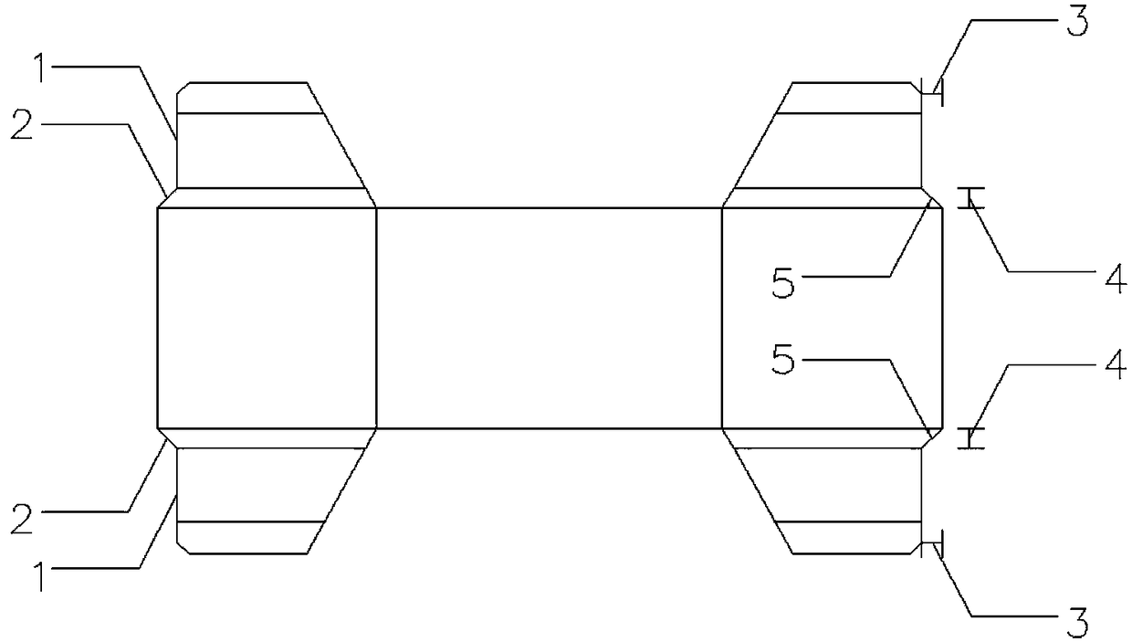 Four-foot hollow block with concaved outer side faces of convex feet and construction method of four-foot hollow block