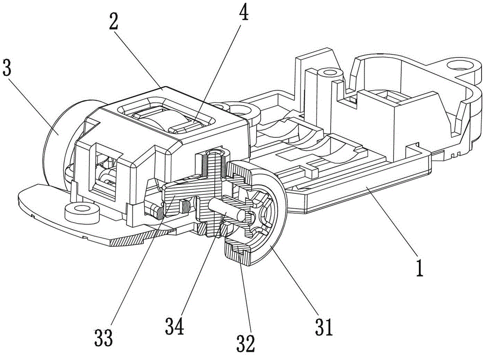 Non-spring electromagnetic front steering structure of toy car