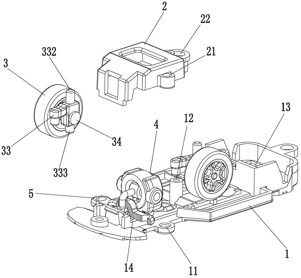 Non-spring electromagnetic front steering structure of toy car