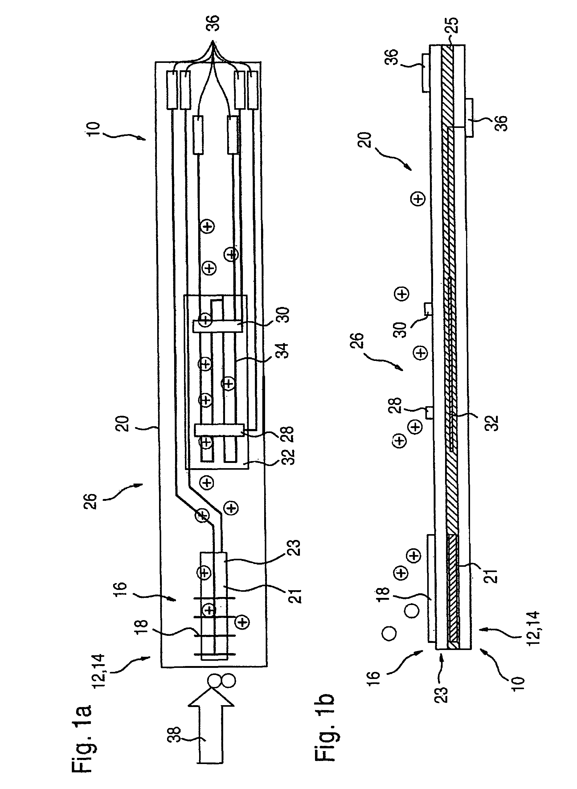 Device and method for measuring exhaust gas with charged particles