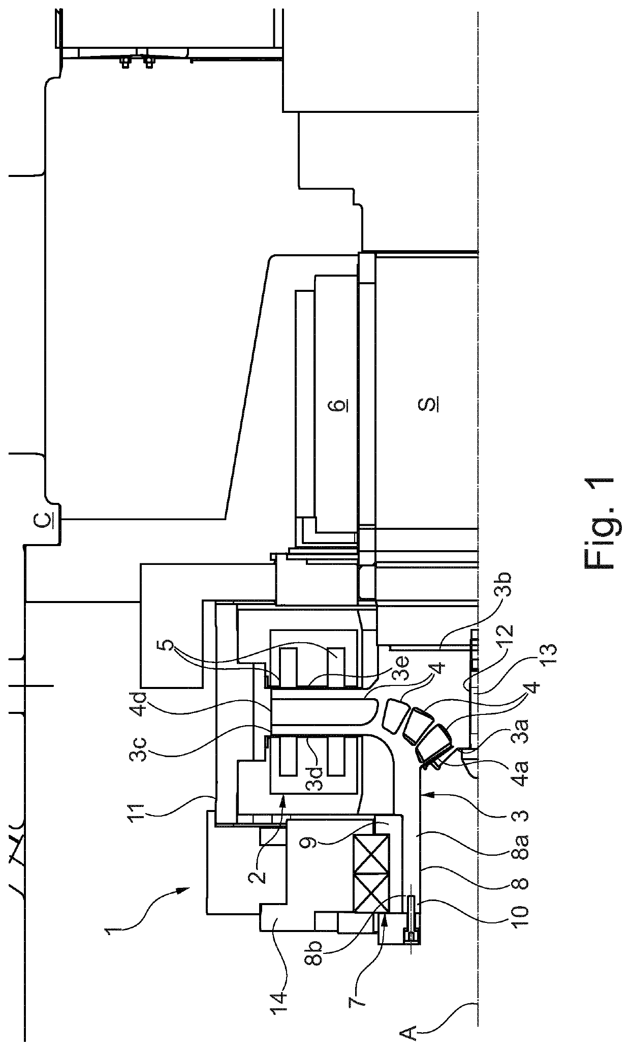 Magnetic bearing for a turbomachine