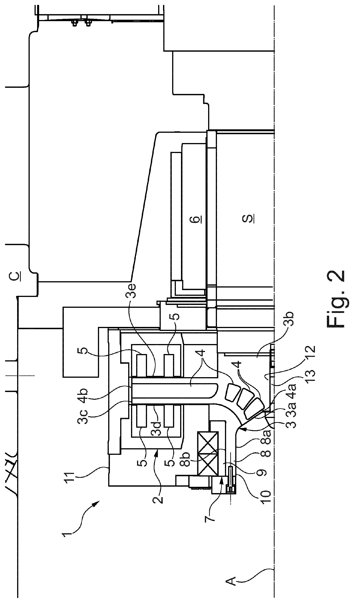 Magnetic bearing for a turbomachine