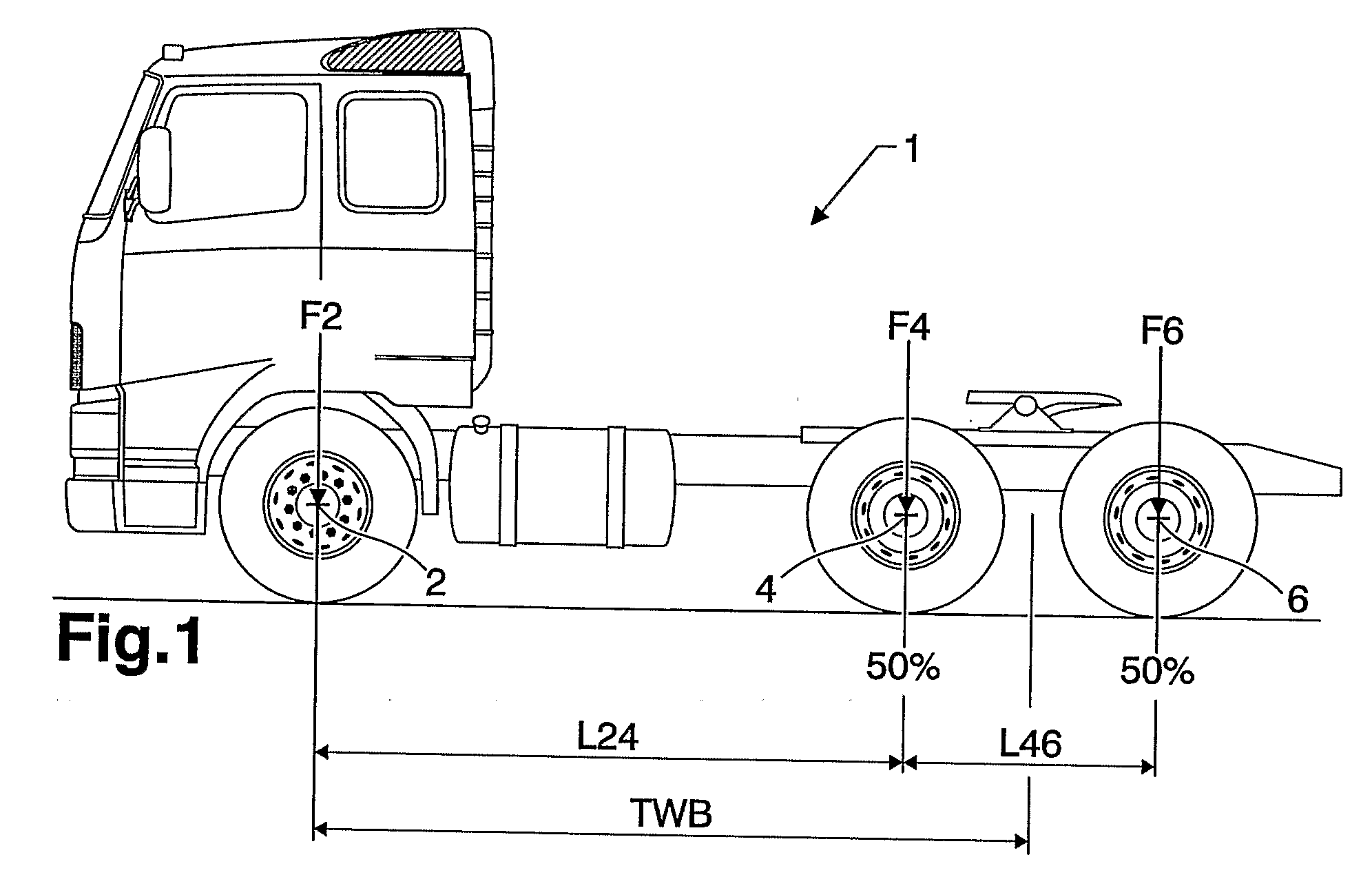System and Method for Controlling the Axle Load Split Ratio on a Vehicle With Two Front Axles