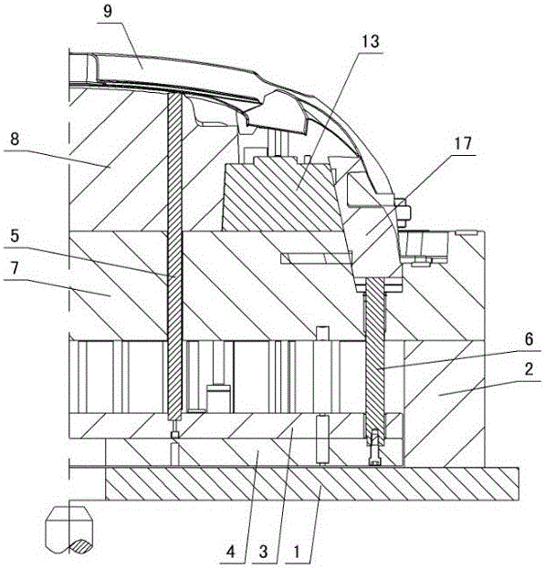 Bumper injection mold deformation space avoiding mechanism