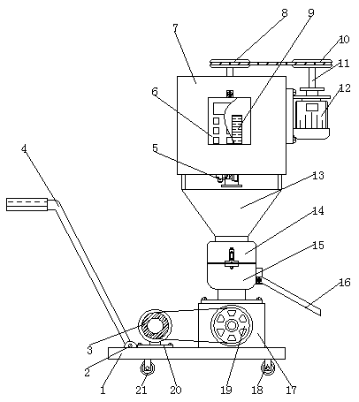 Feedstuff machine for mixing raw materials conveniently and preventing deviation