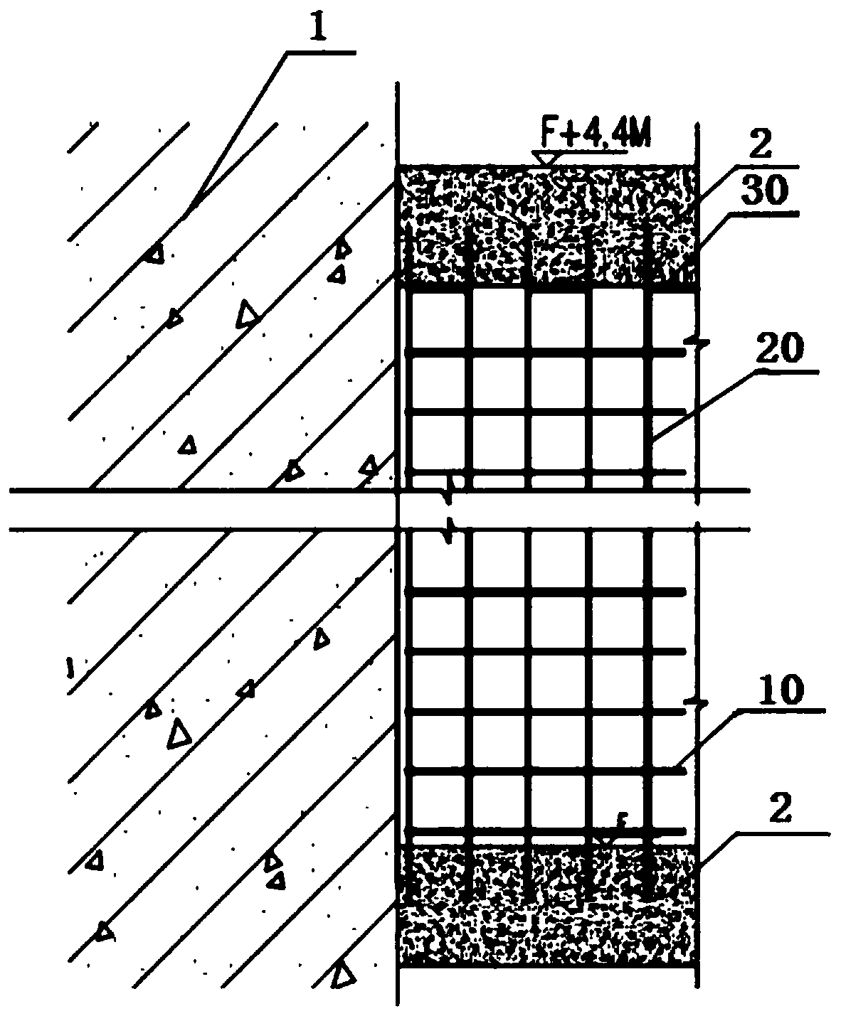 Construction method used for superhigh building fire elevator shaft wall and reinforced concrete wall