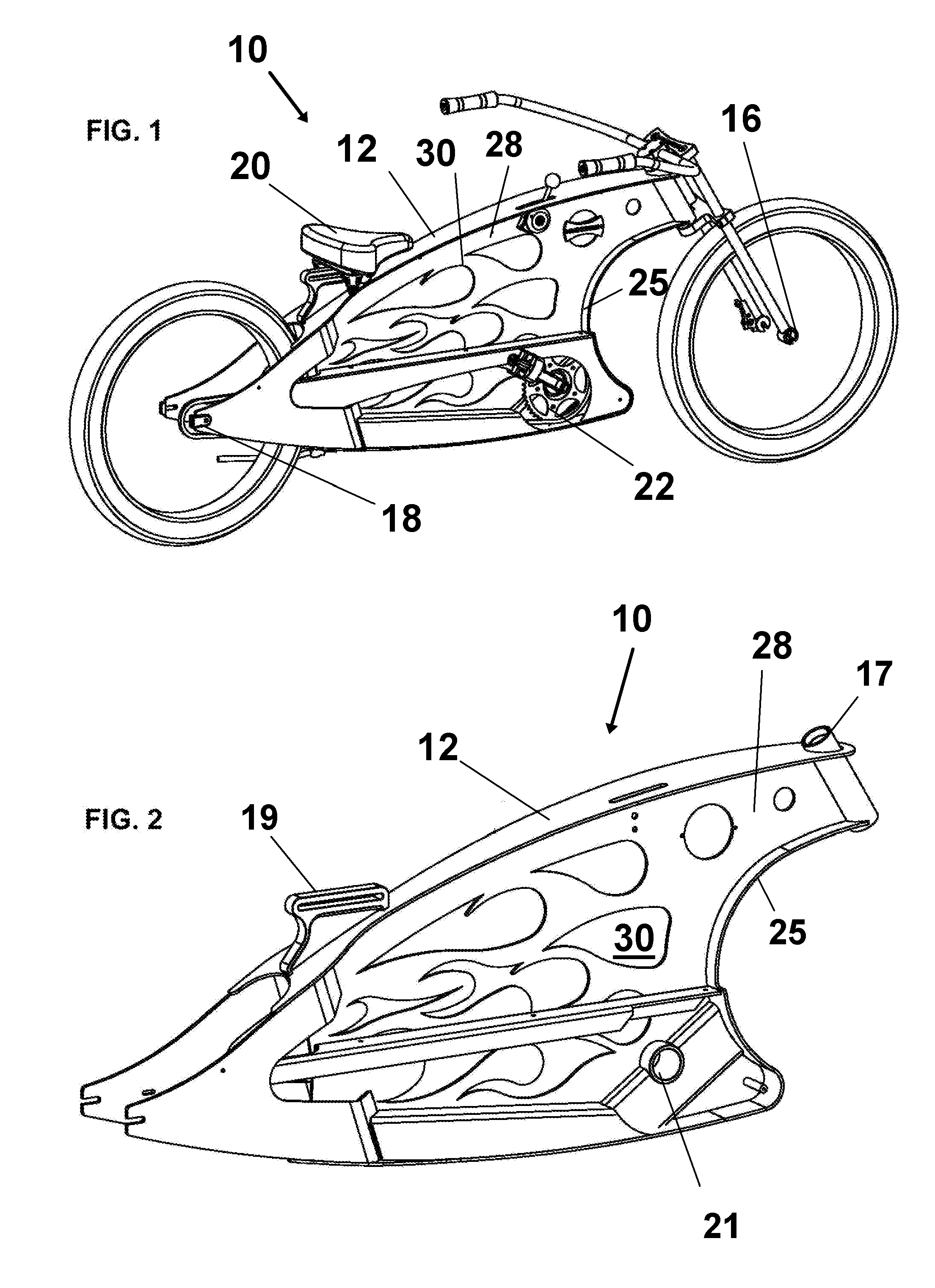 Bike having indicia insert for display or advertising