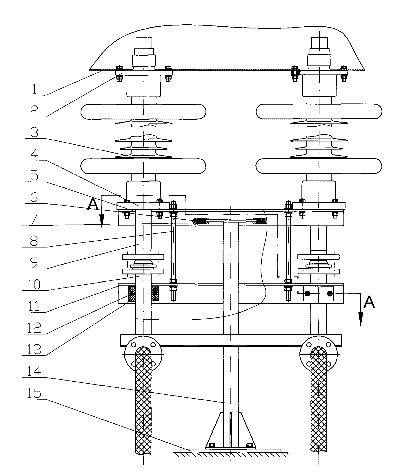 Hanging anchoring mechanism of series compensation platform water pipe insulator