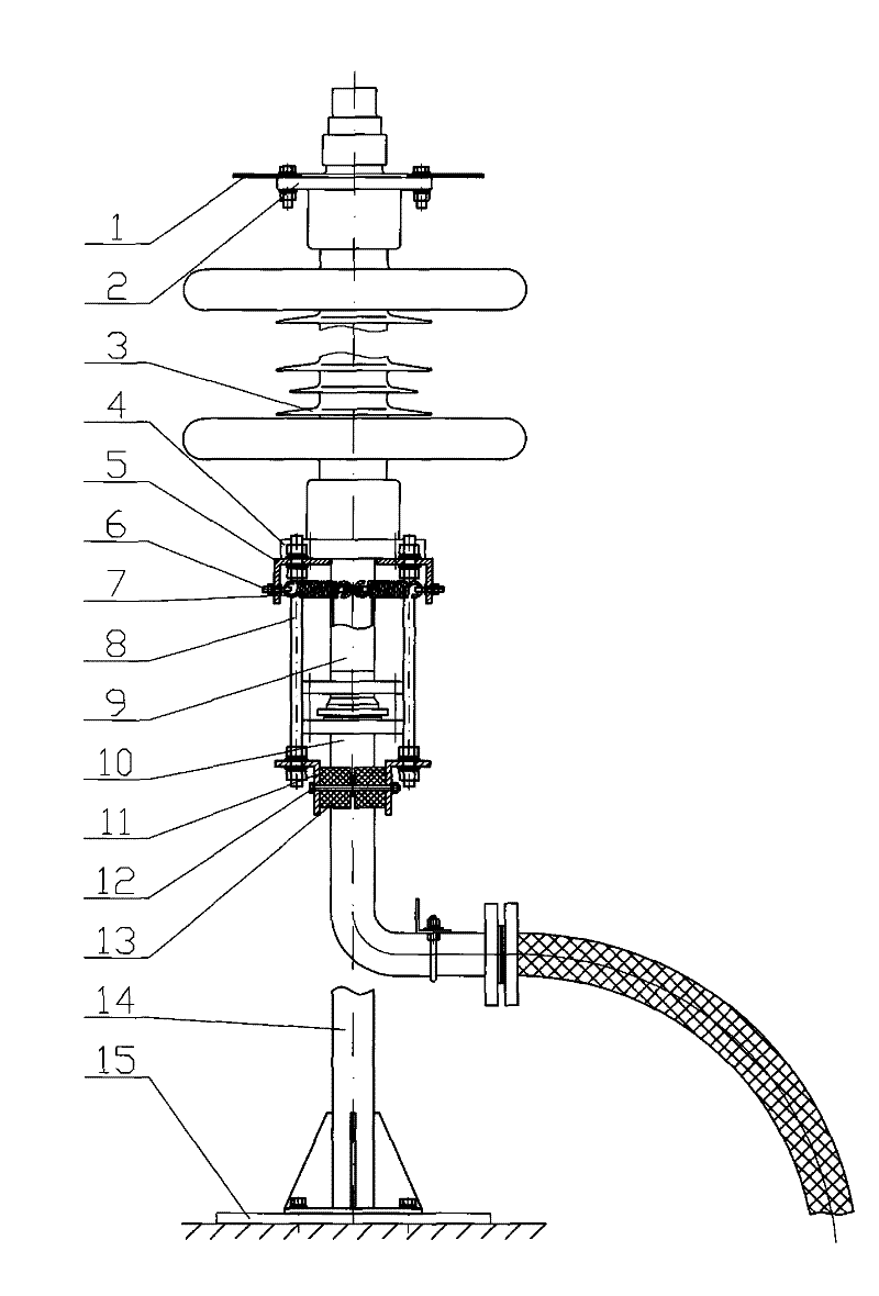 Hanging anchoring mechanism of series compensation platform water pipe insulator