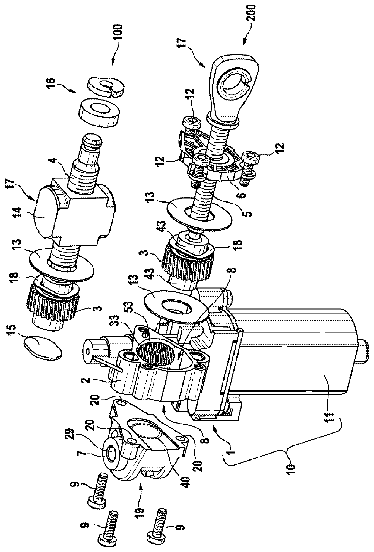 Spindle gearbox and drive unit of an electric seat drive