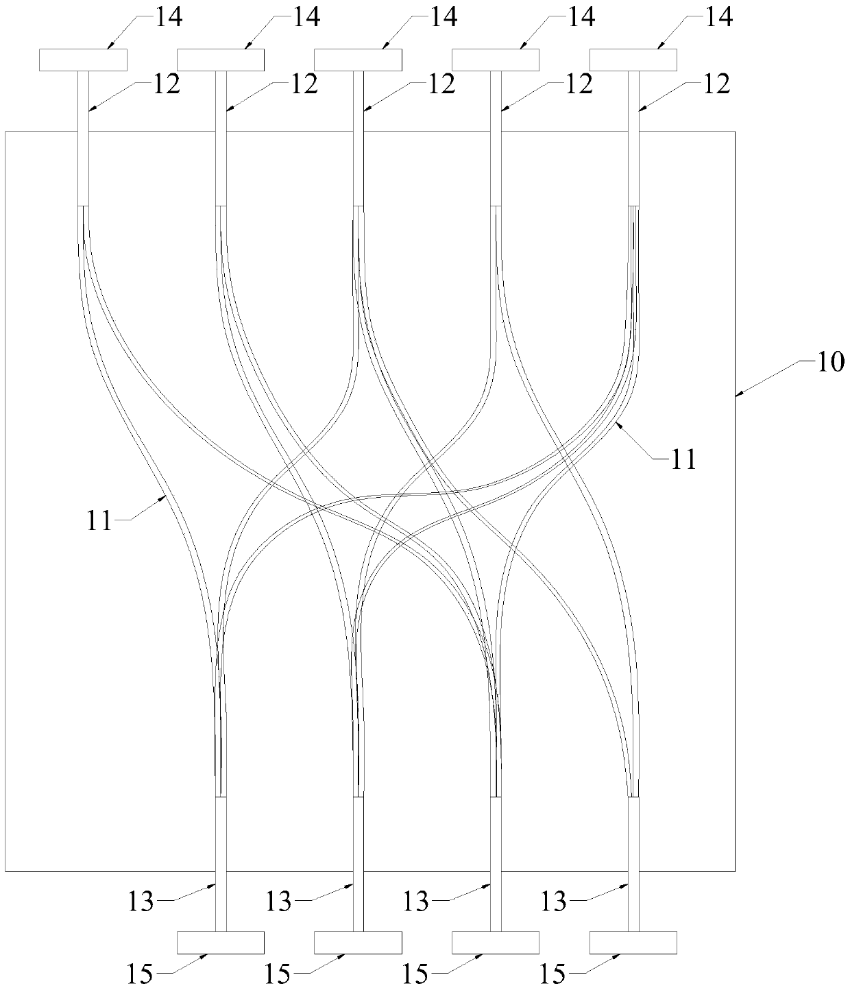 Double-loop armored optical fiber cross dense tapping structure and method