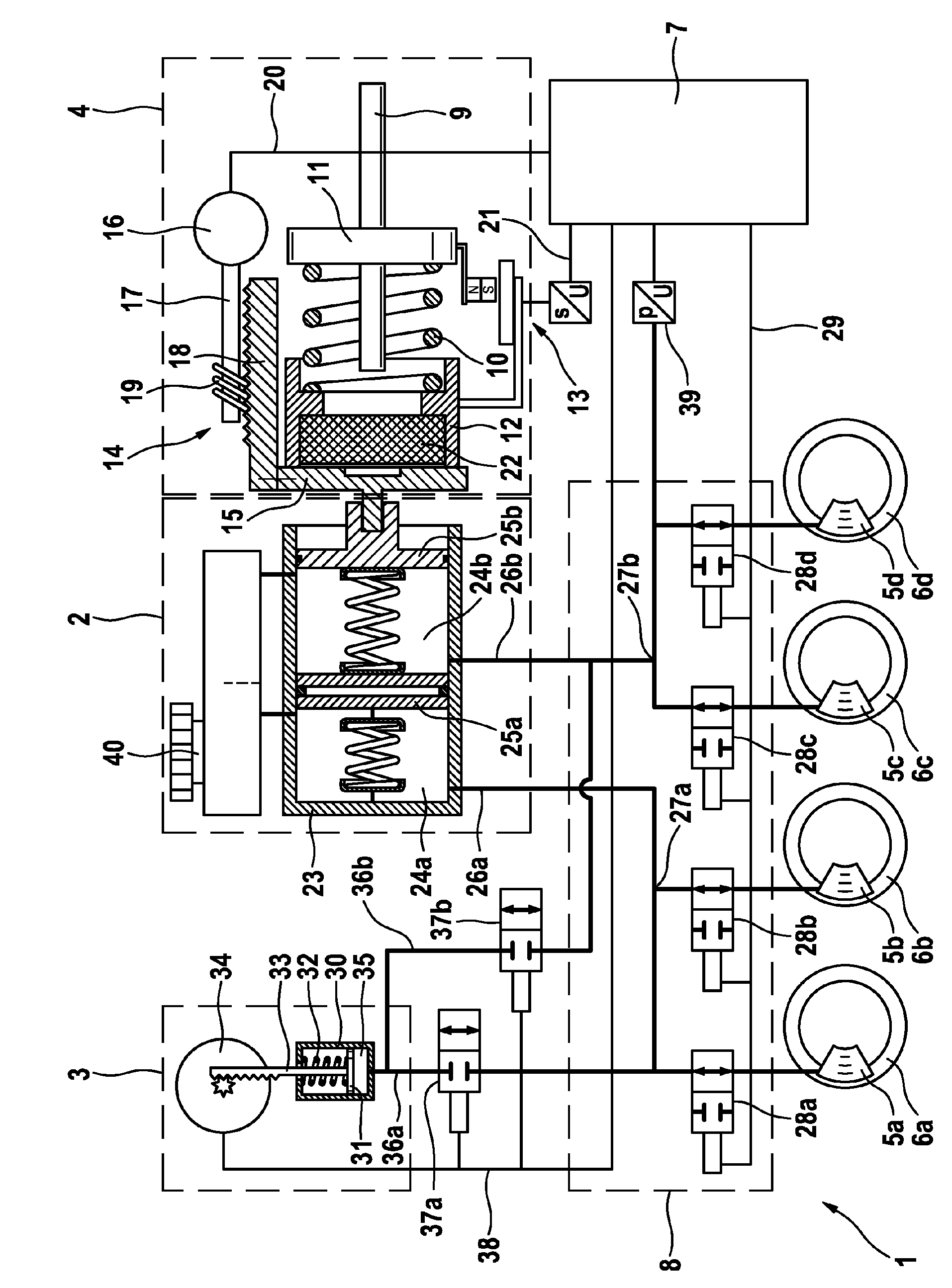 Hydraulic brake system, and method and control unit for operating the former