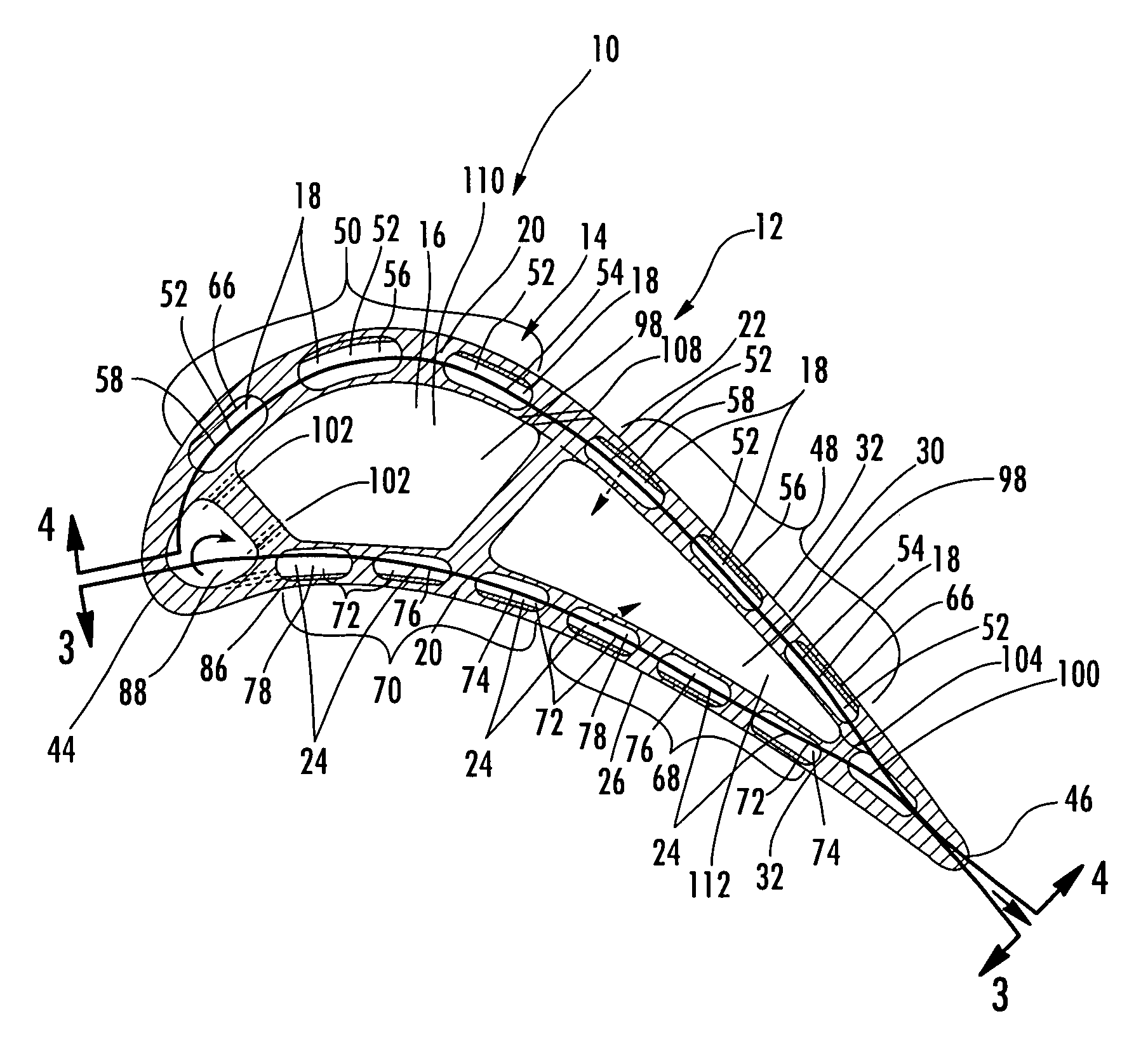 Turbine airfoil with near wall multi-serpentine cooling channels