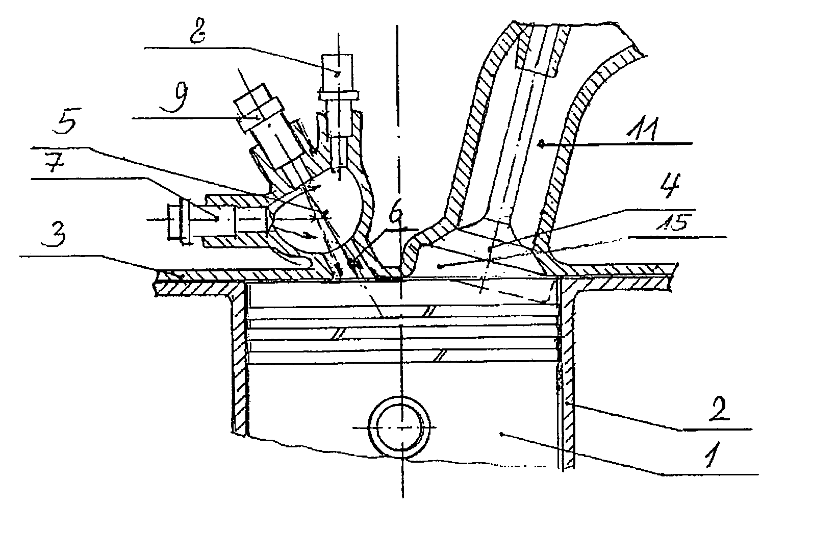 High compression spark-ignition engine with throttle control, externally supplied ignition, and direct fuel injection into a precombustion chamber
