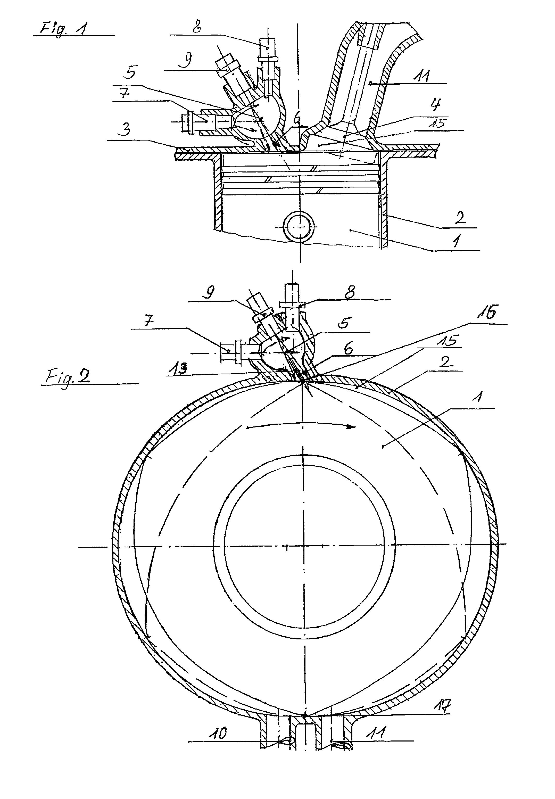 High compression spark-ignition engine with throttle control, externally supplied ignition, and direct fuel injection into a precombustion chamber